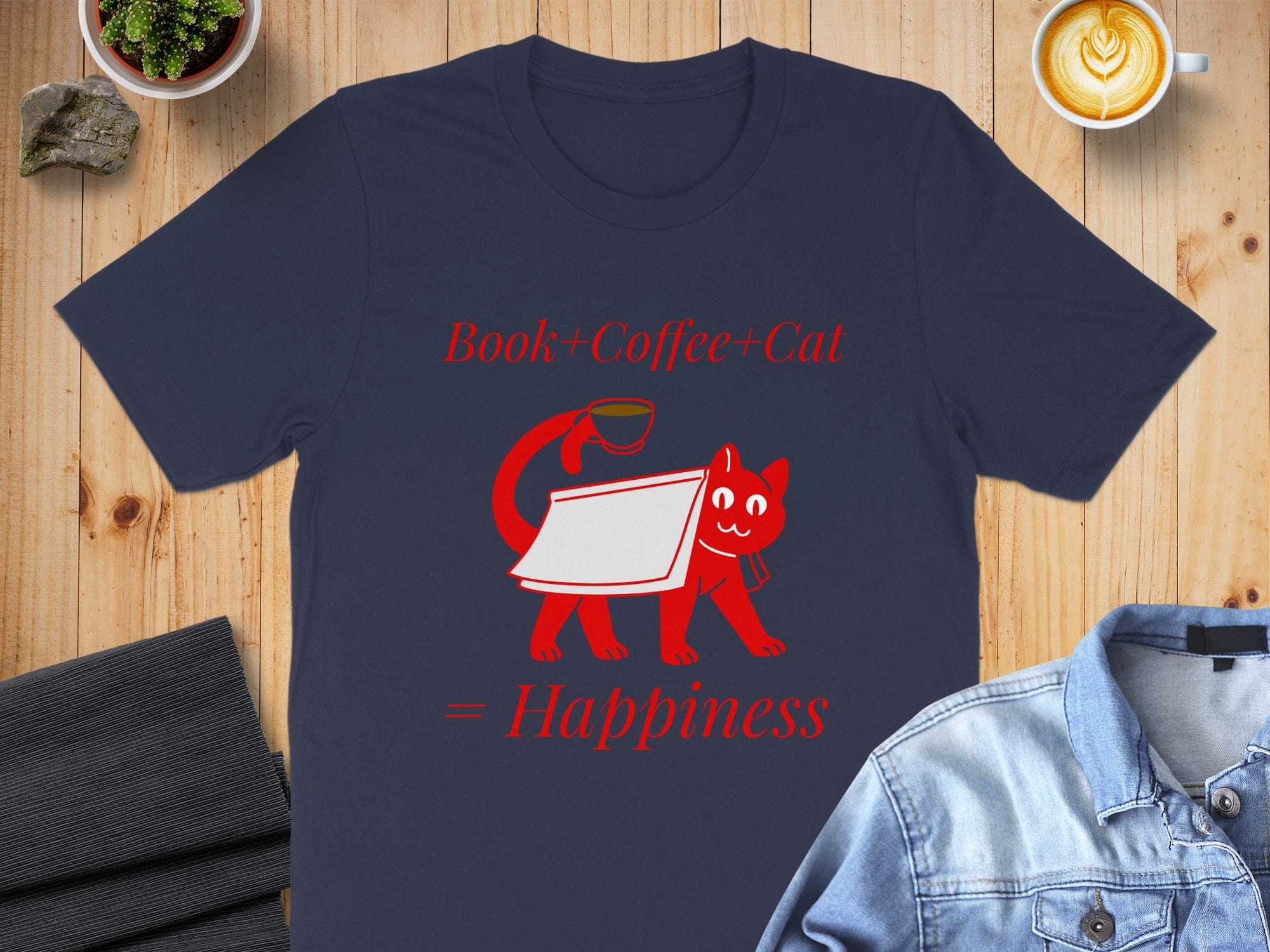 Book Coffee Cat Happiness T-shirt