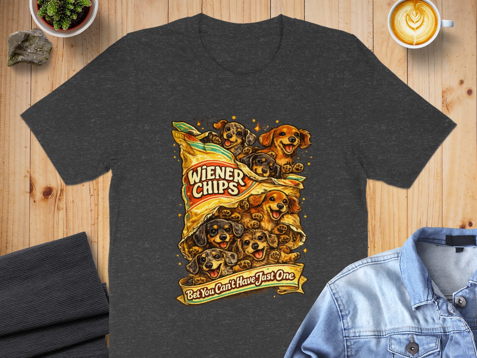 Wiener Chips Funny Dog T-Shirt Bet You Can't Have Just One