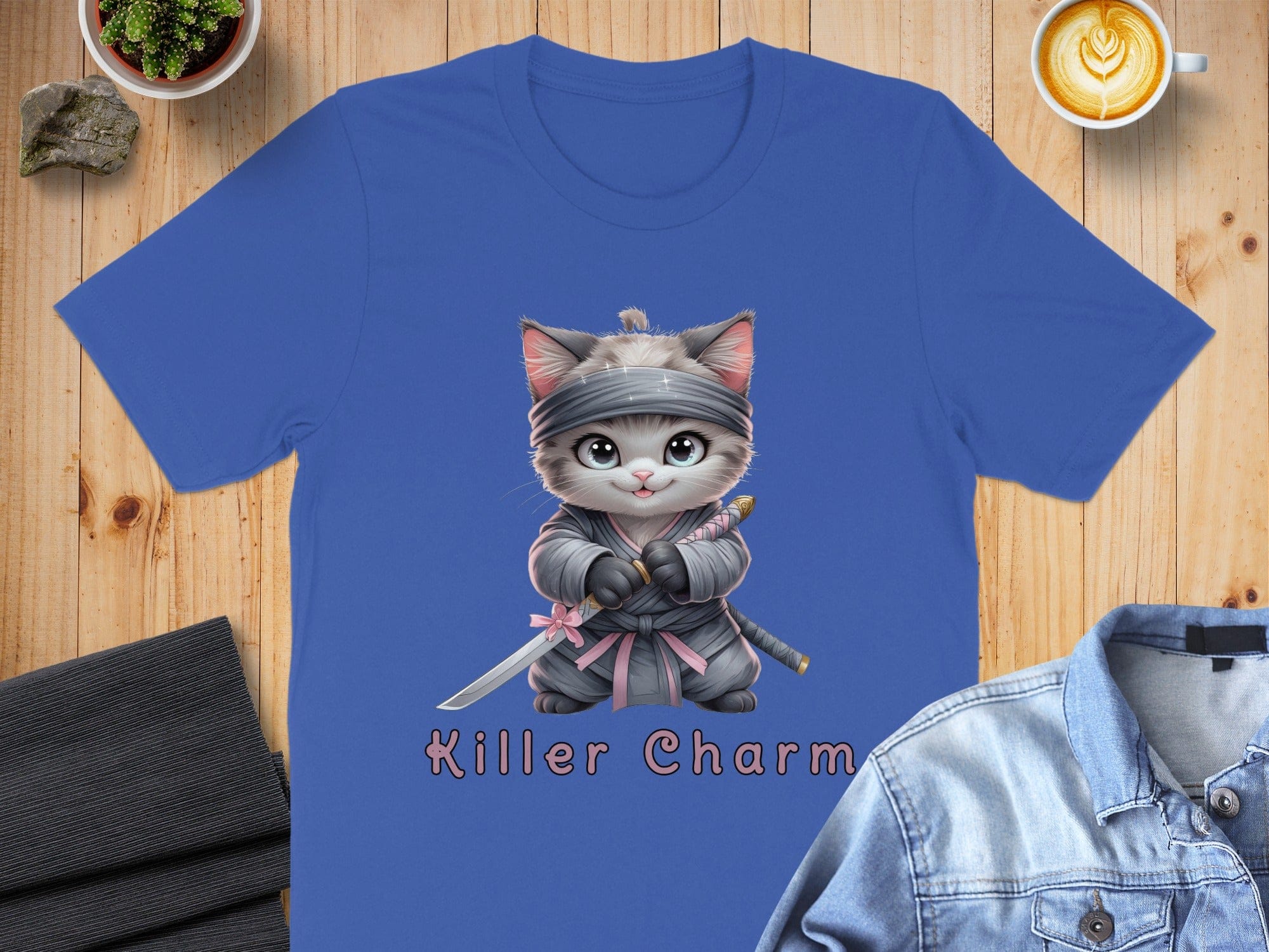 Cute Ninja Cat Illustration T-shirt Killer Charm
