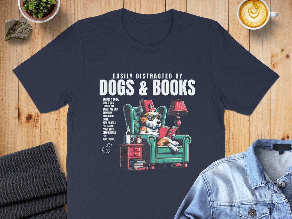 Easily Distracted By Dogs And Books T-shirt