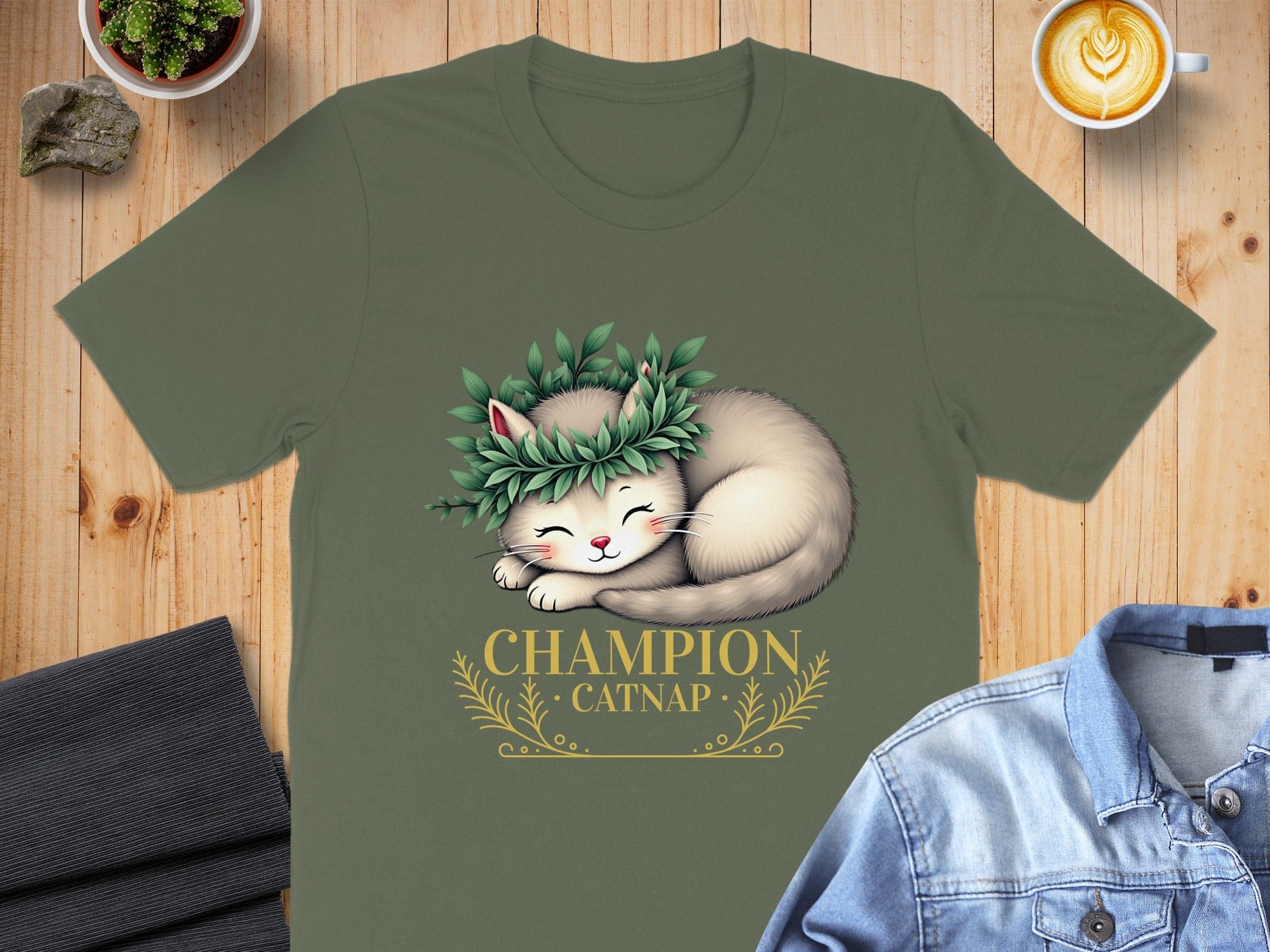Champion Catnap Cat Cute Art Graphic Design Shirt
