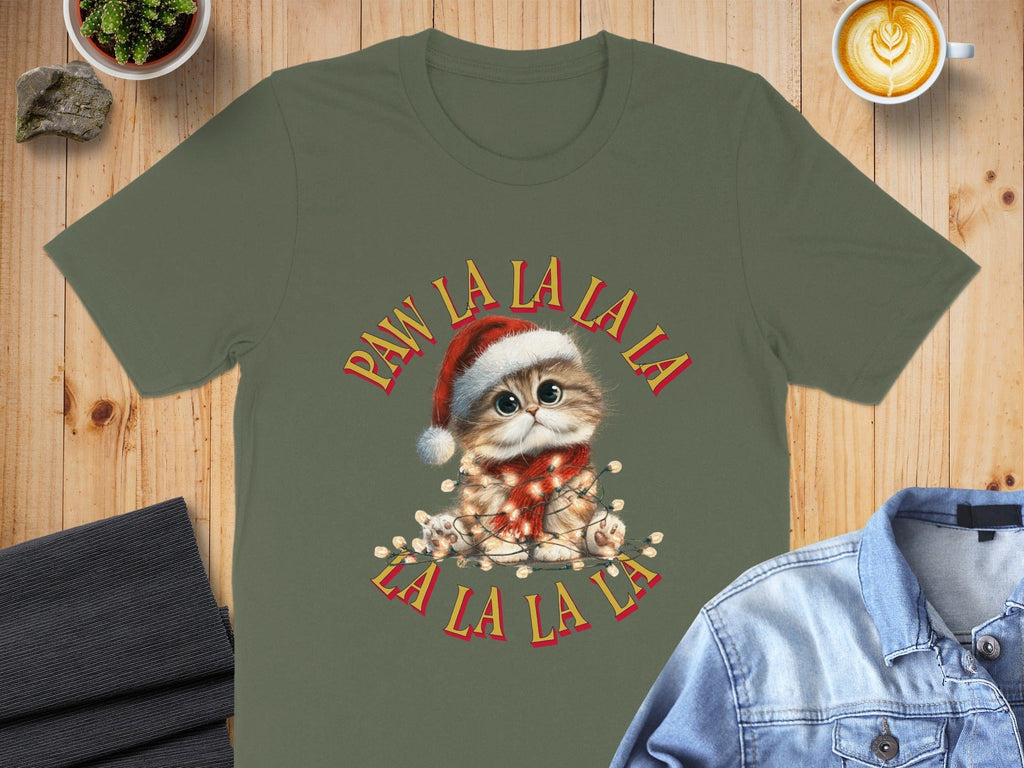 Paw La La La La Cute Kitten in Santa Hat T-shirt
