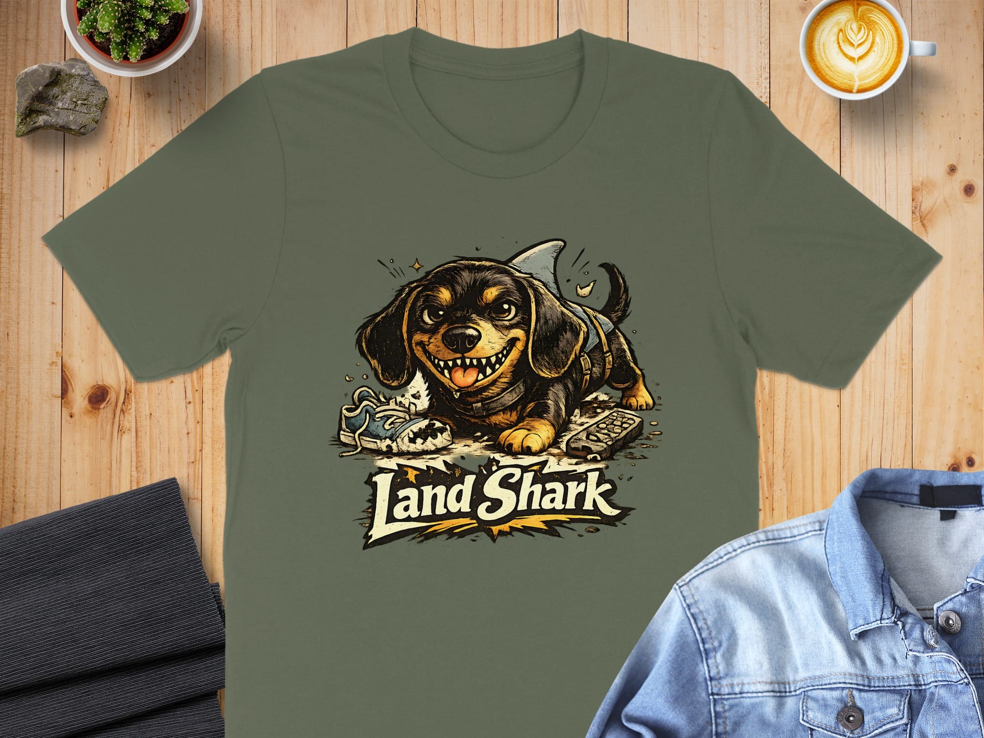 Land Shark Graphic Dog Design T-Shirt