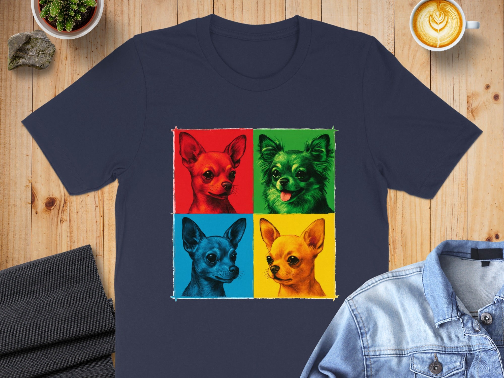Colorful Pop Art Chihuahua Design T-shirt