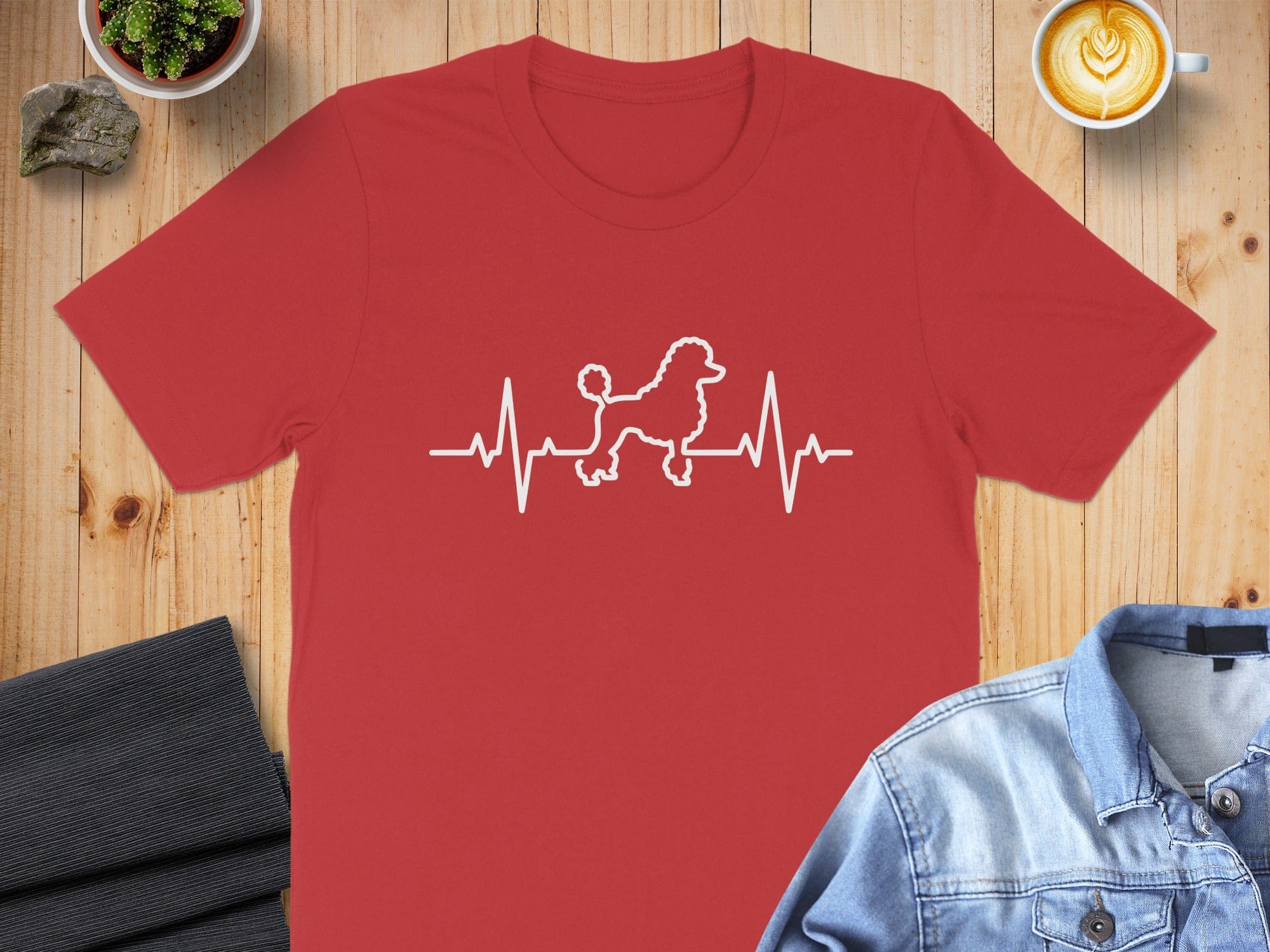 Heartbeat Poodle Graphic Design T-Shirt