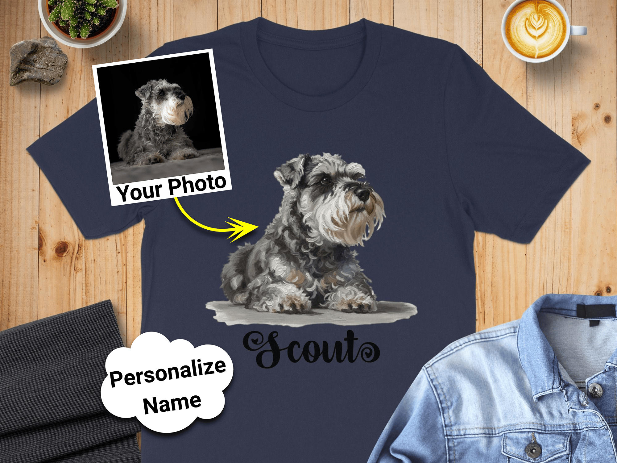 Personalized Pet Photo and Name Custom T-Shirt
