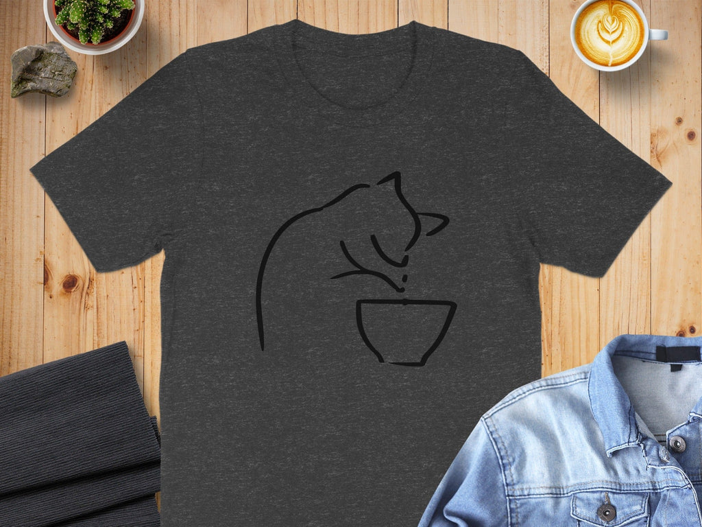 Sketch Cat with Tea T-Shirt