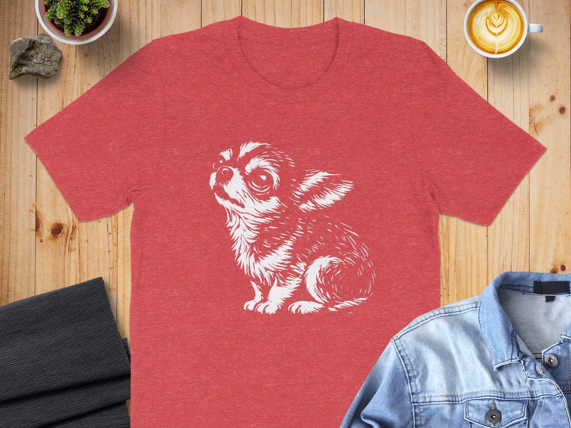 Cute Chihuahua Graphic Red Short Sleeve T-shirt