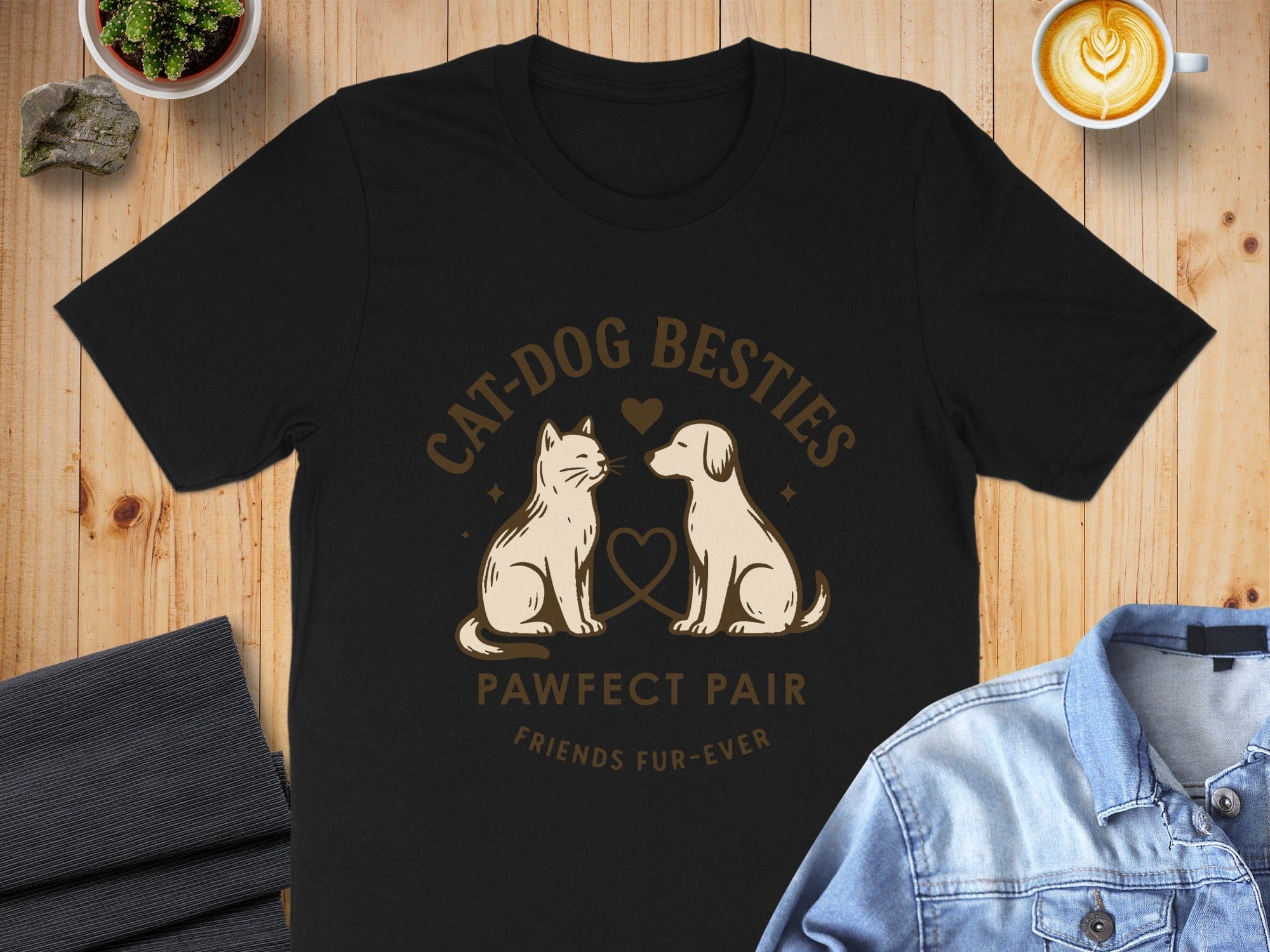 Cat Dog Besties Pawfect Pair Friends Fur-ever Shirt